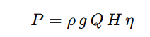 Mathematical formula for hydropower output